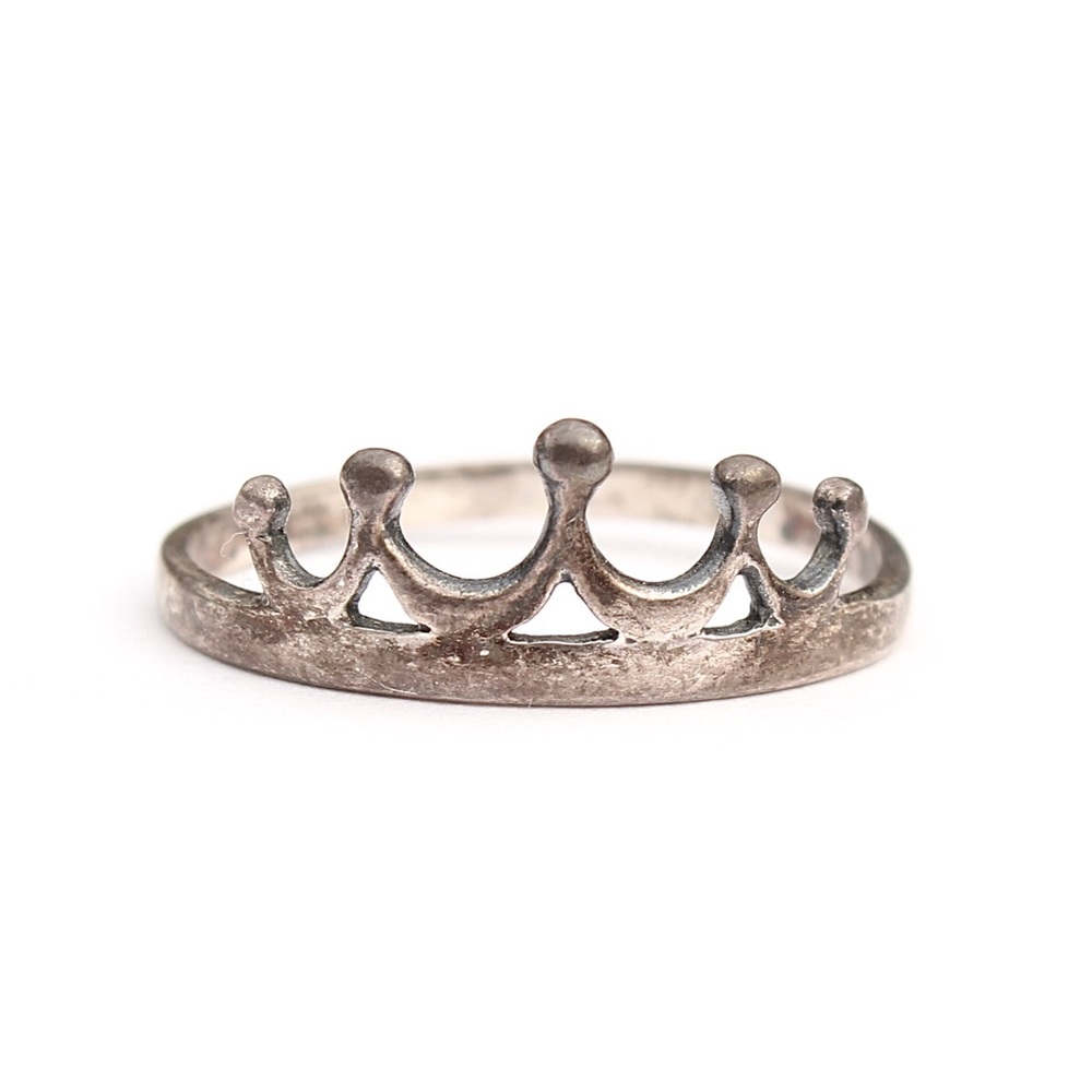 Sterling Silver Five Point Crown Ring Size 8 Stamped 925